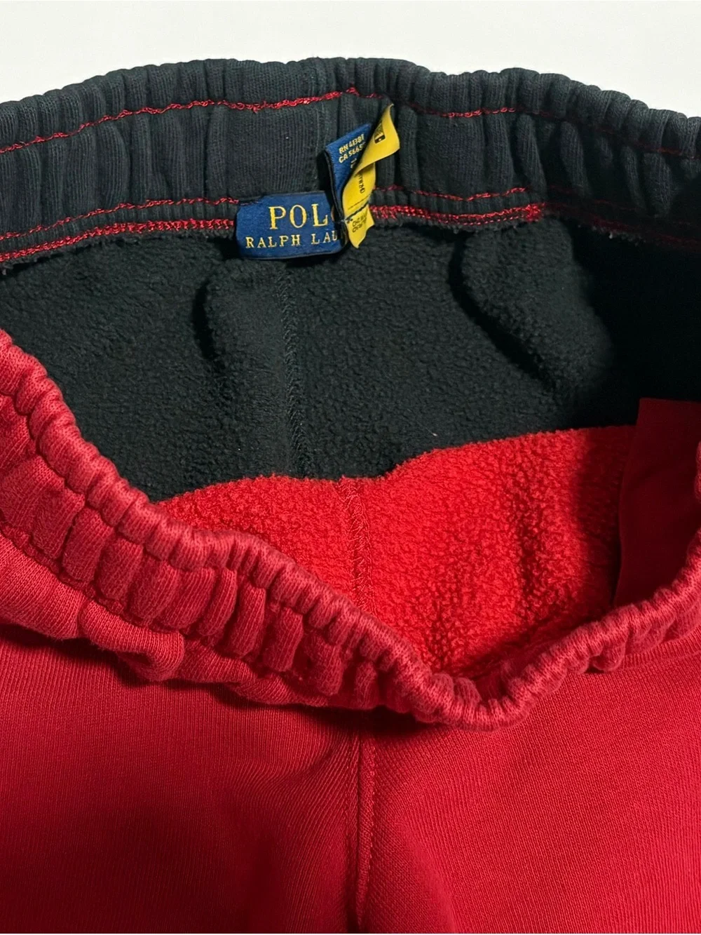 Ralph Lauren Red Fleece Joggers with Black Waistband